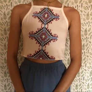 Aztec print halter top